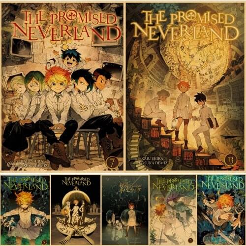 Hot Japanese Anime The Promise Neverland Poster Kawaii Cartoon Kraft Paper Art Print Wall Stickers Home Room Decoration Painting