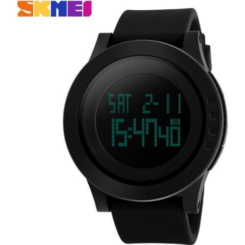 SKMEI 1142 Fashion Black Mens Rubber Band Digital Army Military Quartz Sport Wrist Watch LED Luminous Waterproof Students' Elec