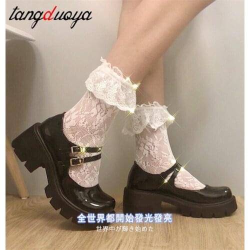 Mary Jane Shoes for Women 2021spring Chunky Platform Ankle Strap Pumps Woman Thick Bottom Lolita Shoes platform College Student