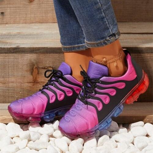 Single shoes fall/winter new style casual shoes womens breathable lace-up cushioned running shoes personality comfortable hot