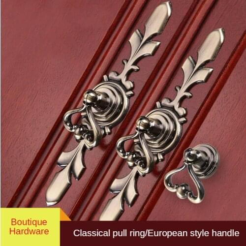 Solid Zinc Alloy Green Bronze Pull Ring Antique Drawer Knob Furniture Kitchen Cabinet Door Single Hole Handle Garden Hardware