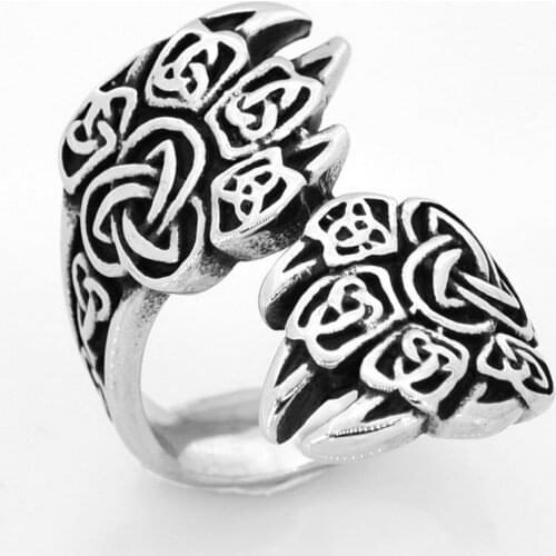 Viking Wolf Claw Ring Fashion Accessories Viking Jewelry Stainless Steel Irish Knot Wolf Claw Amulet Mens Womens Ring