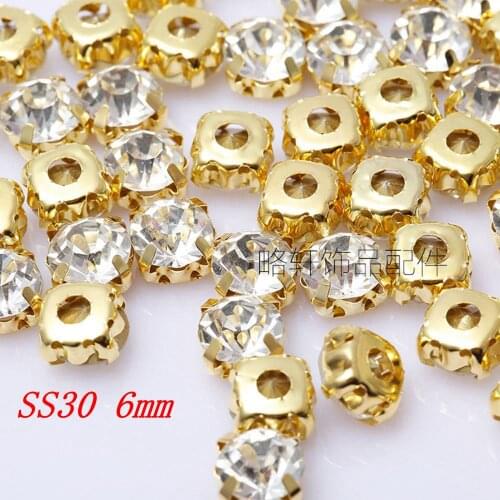 High Quatity SS30 6mm Golden Loose Crystal Sew on Rhinestone Beads For DIY Jewelry Making(360pcs/Lot)