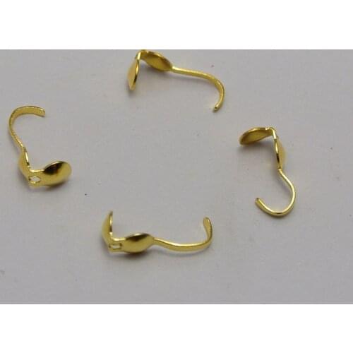 500 Golden Charlotte End Crimps Beads Tips 4mm Bottom Clamp-on