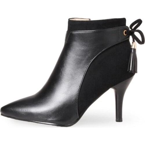 Big Size 9 10 11-15 boots women shoes ankle boots for women ladies boots Splice fringe side zipper