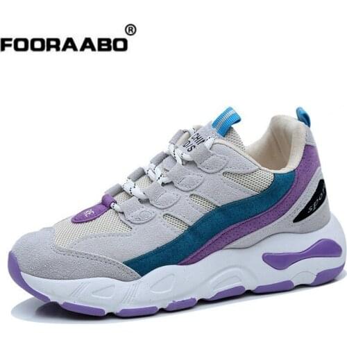 Fooraabo Women Sneakers 2018 Fashion Casual Shoes Woman Comfortable Breathable Mesh Female Platform Sneakers Chaussure Femme