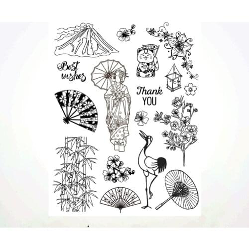 14*18CM Japanese girl Transparent Seal Clear Stamps Silicone Seal Roller Stamps DIY Scrapbook Album / Card Production Easter