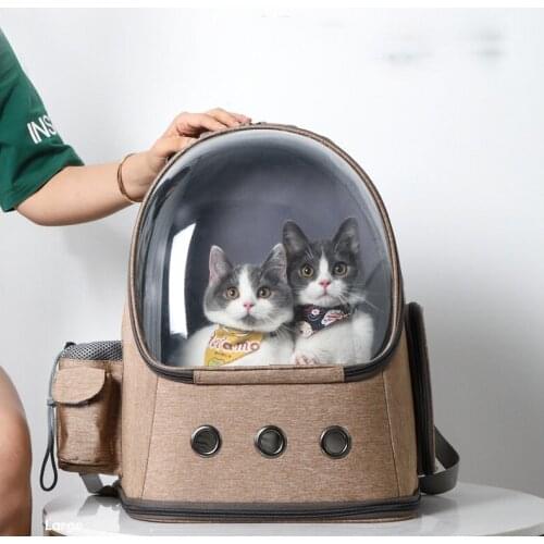 2021 New Simple And Portable Pet Space Cat Backpack Fashion Transparent Breathable Dog Bag Pet Bag Folding Pets Backpack