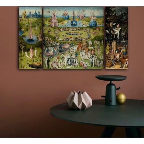 Canvas Prints Wall Art 3Pcs Hieronymus Bosch Famous Oil Painting The Garden of Earthly Delights Prints On Canvas Room Home Decor