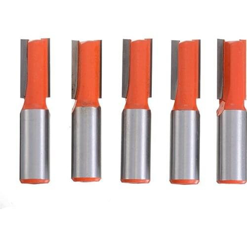 5pcs Flutes Bearing Straight Wood Template Milling Cutter 1/2 Shank Worktop Router Cutter Bit Woodworking Cutter Tool