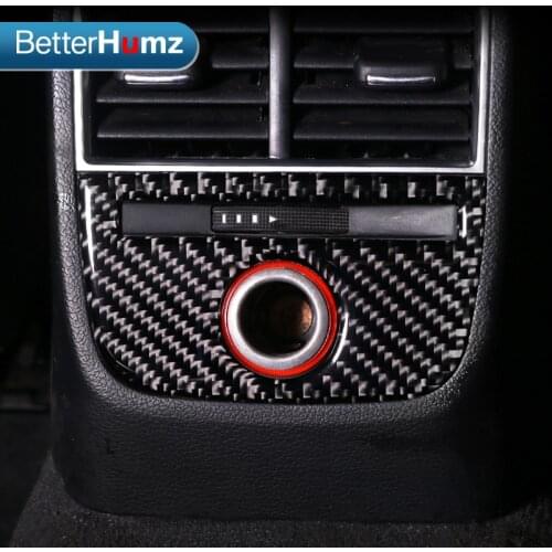 BETTERHUMZ 3D Carbon Fiber Car Rear Seat Cigarette Lighter Panel Stickers Interior Trim For Audi A3 S3 2014-2018 Car Styling