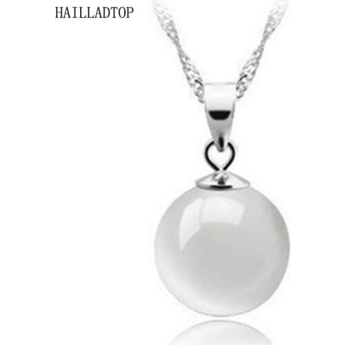 Top Fashion Round Cat Eye Pendant Necklace High End Opal Cat eye Classic Slide Pendant Necklace Woman Luxury Jewelry Chain