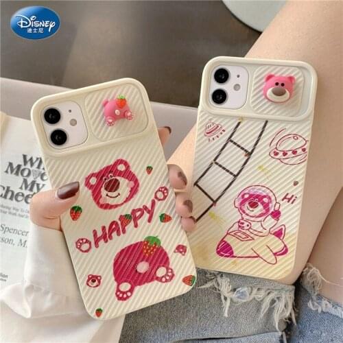 Toys Store Lotso Disney iPhone 11 Pro Max Case Cover for iPhone 12 Cute Funny Anime Sliding Camera Protection Fundas zz0531