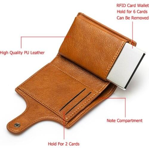 Men Women RFID Blocking Credit Card Holder Vintage Top Leather Aluminium Box Hasp Travel Wallet Fashion Card Wallets Male Purse