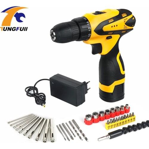 Tungfull Hand Drill Electric Drill Multifunctional Household Electric Screwdriver Rotary Power Tool 16.8V Battery Rechargeable