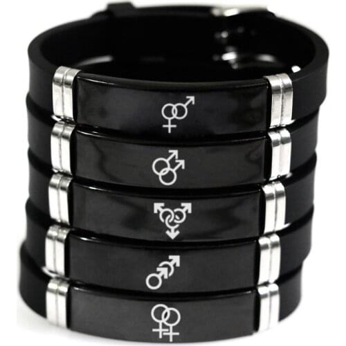 Gay LGBT Pride Logo Rainbow Color Strap Bracelet Silicone Adjustable