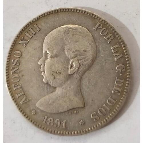 Spanish Silver Coin Alfonso 25g Old 100% Real Silver Original Coins Collectible Coin Europe