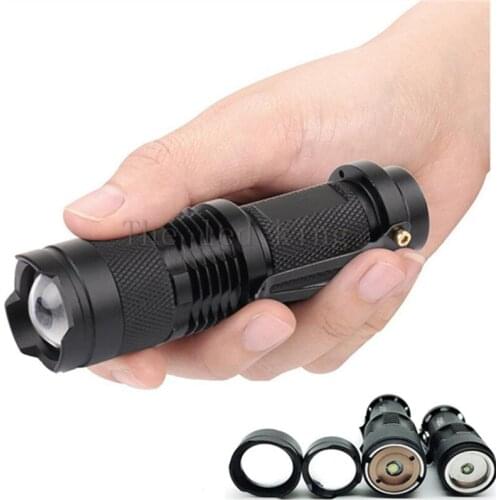 Mini Pocket Led Flashlight 6000LM T6 Q5 LED Torch Belt Clip Zoomable 3-Modes Focus Torch Waterproof For Outdoor AA/14500 battery