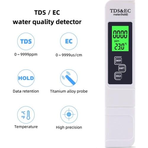 KKmoon 3-in-1 Multifunctional Water Quality Detector Portable TDS Pen Tester EC Meter Accurate Water Quality Measurement Tool
