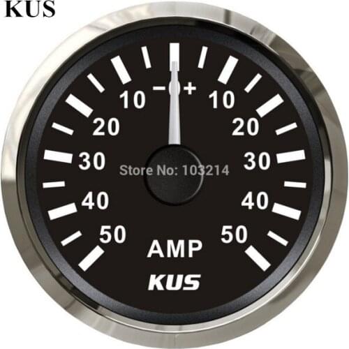 KUS 52mm Ammeter/AMP gauge black faceplate with reasonable+/--50A with current pick-up sensor for universal motorcycle boat
