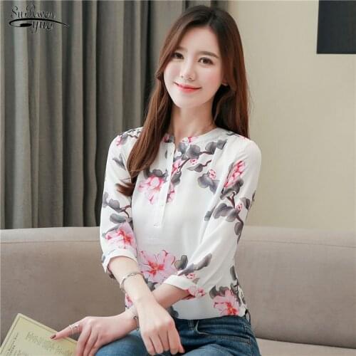 2020 Summer Vintage Women Shirts Floral Printed Chiffon Blouse Plus Size Women Tops Short Sleeve Womens Clothing blusas 9462