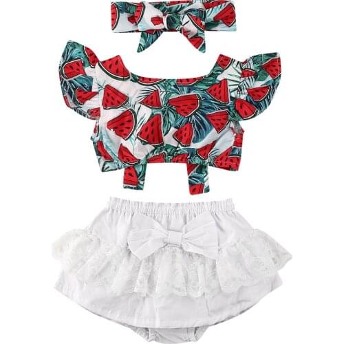 Citgeett Summer Newborn Baby Girl Clothes Watermelon Top Shorts Dress Outfit With Lace Cute Bow Set