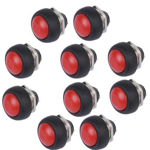 Lot10 12mm Red Waterproof Mini Round Momentary Push Button Toggle Switch Sales