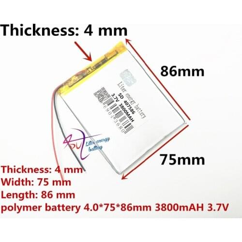 Best battery brand 3.7v polymer lithium battery 407586 3800mah for tablet battery