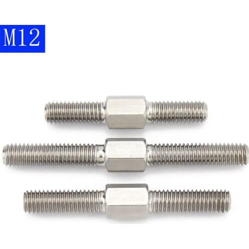 M12 304 Stainless Steel Left hand and Right - hand Double End Thread Tight Adjustable Push Rod Stud Screws Bolts