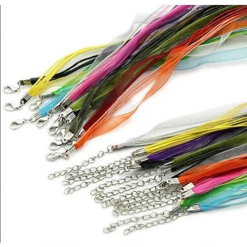 500pcs/lot Multi Color 18 inch 45cm Necklace String - Wax Cord Necklace - Bulk Neckalce Chain - Organza Necklace Ribbon