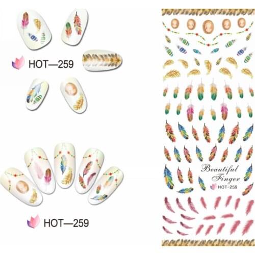 UPRETTEGO NAIL ART BEAUTY WATER DECAL SLIDER NAIL STICKER BIRD HAIR FEATHER FLOWER LOTUS CHINA ROSE HOT259-264