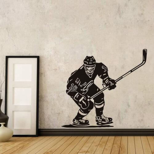 Ice Hockey Player Wall Stickers Sport Boy Room Mural Decor Wall Art Vinyl Decal Sticker Home Design Wallpaper Mural SA441