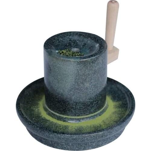 Natural Smooth Bluestone Manual Hand Crank Tea Grinder Dedicated Tea Mill