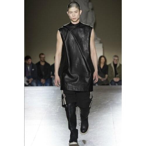 NEW 2020 mens clothing Hair Stylist GD Original Individual Front folding Sleeveless PU T-shirt Plus Size Singer costumes S-6XL