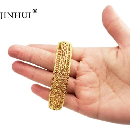 Jin Hui New Fashion Gold Color Wedding Bangles for Women Bride wedding Bracelets Ethiopian/France/African/Dubai Jewelry gifts