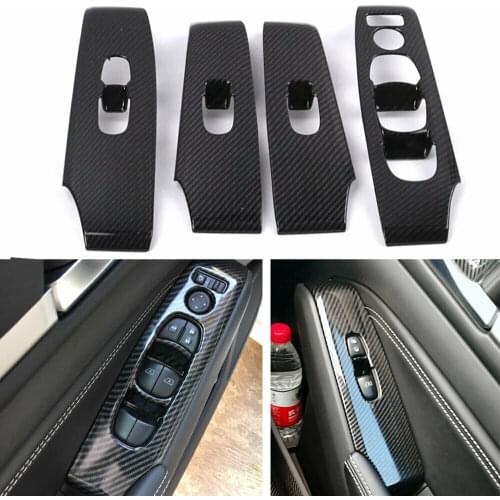 For Nissan Altima 2019 Carbon Fiber Look Car Window Lift Switch Panel Cover Trim