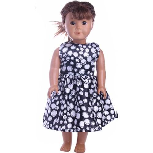 Fashion New Pattern Black Polka Dot Sleeveless Dress Fits 18 Inch American&43cm Baby New Born Doll Clothes Accessories