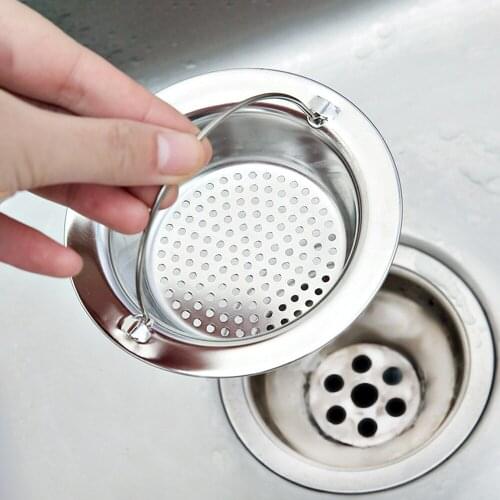 Portable Sewer Filter Hair Sink Outfall Strainer Stainless Steel Kitchen Bathroom Accessory