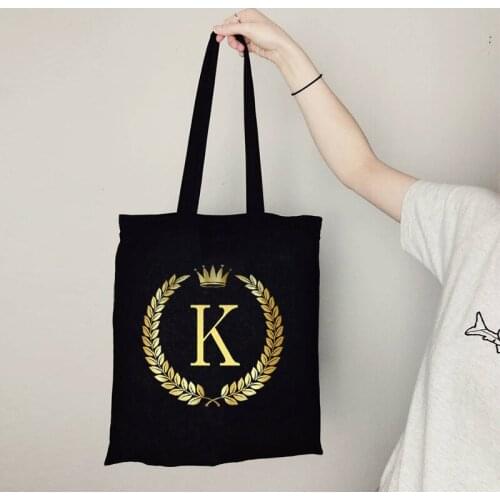 Print Letter Casual Fashion Canvas Big Capacity Harajuku Women Tote Bags New Golden Letter Vintage Shoulder Bag Fashion