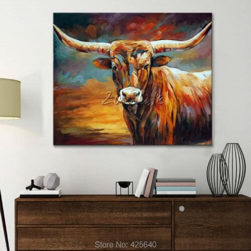 Hand Painted Animal Bull Oil painting On Canvas Painting For Living Room Wall Art Canvas Pop art modern abstract wallpaper art