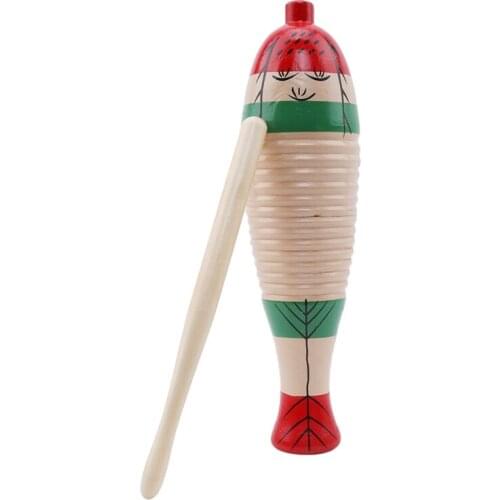Fish Frog Percussion for Children Kid Musical Instrument Accessories Long Large Wooden Birthday Chritmas Gift 2-4 Years