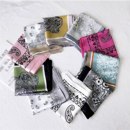2020 Fashion Silk Satin Neck Scarf For Women Print small Scarfs Female square shawls and Wraps Ladies Hair Bands scarves