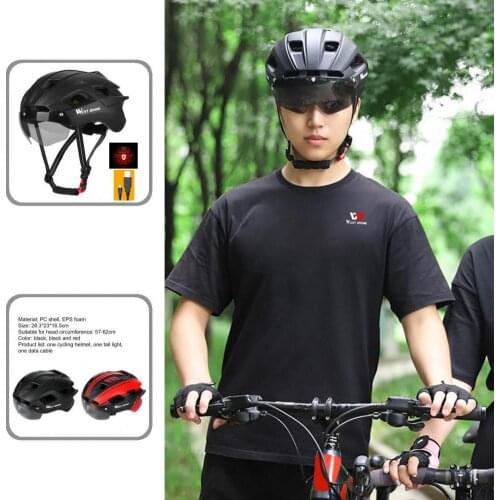 PC Exquisite Taillight Breathable MTB Road Bike Helmet with Sunglasses Retro Helmet Adjustable for Bike