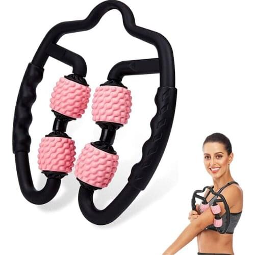 Yoga Pilates U-shaped Roller Arm Neck Muscle Tissue Massage Roller Fitness Gym Yoga Pilates Sports 4 Wheel Face Lift Tools