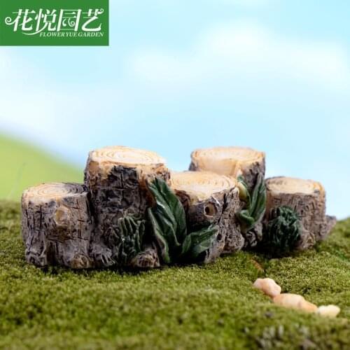 1 Pcs Moss Micro-landscape Decoration Animation Cartoon Zakka Simulation of Five Tree Pile Bridges Miniature Garden Ornament