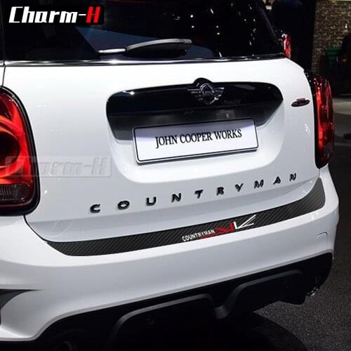 For MINI Cooper S Countryman F60 5D Carbon Fibre Vinyl Decal Union Jack Rear Bumper Trunk Edge Protector Guard Trim Stickers
