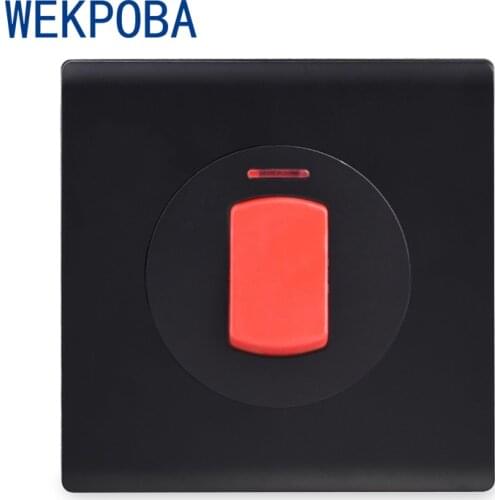 WEKPOBA Dimmer FAN Regulator Wall Switch 20A 45A Switch With Neon PC Panel For Water Heater On / Off For Air Conditioner Black
