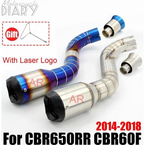 Slip-on For Honda CBR650F CBR650RR 2014-2018 Racing Austins Exhaust Muffler Laser Front Middle Link Pipe Escape Moto Bike Elbow