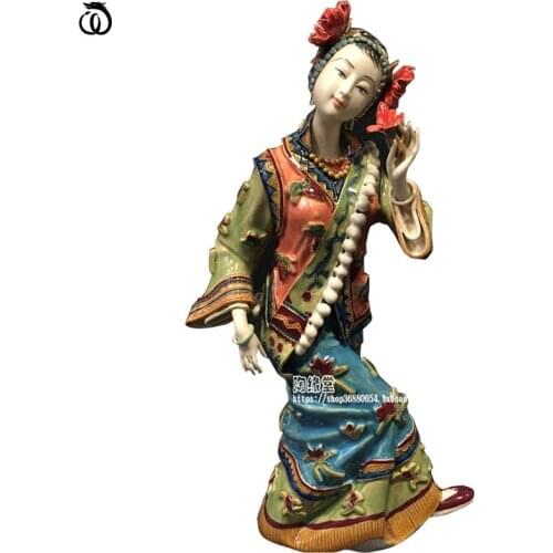 WU CHEN LONG Chinese Style Classical Ceramic Beautiful Women Statue Decoration Lady Art Sculpture Craft Desktop Home Decor R6995