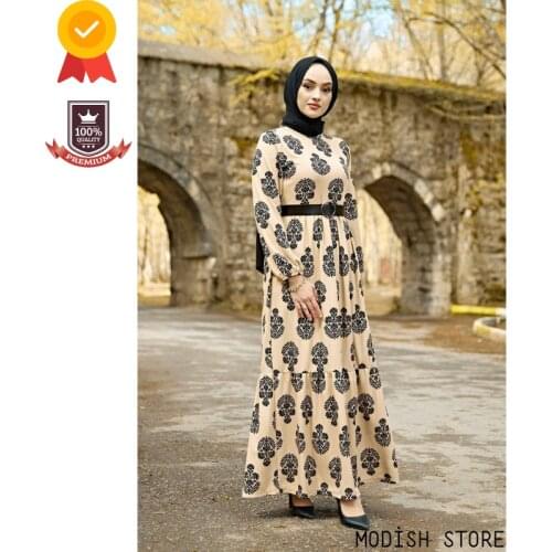 Unlined Leather Belt Womens Long Muslim Dress Muslim Clothes Modest Clothing Dubai Abaya Turkey Kaftan Islam